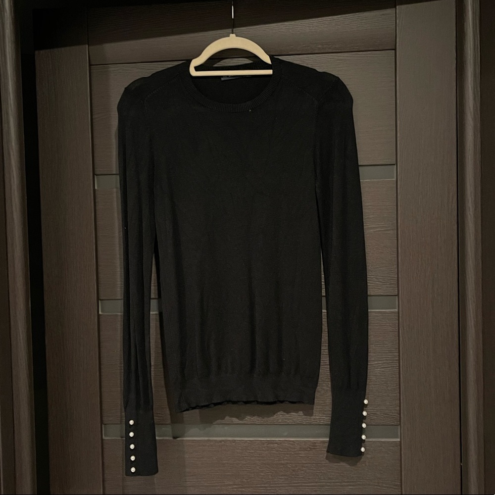 Zara black long sleeve with pearls